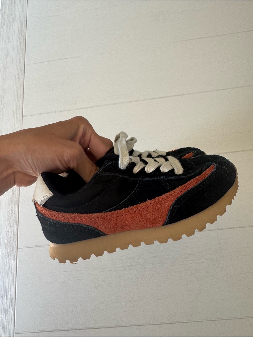 Zara Toddler Sneakers Size 25 Black Rust Suede Gum Sole